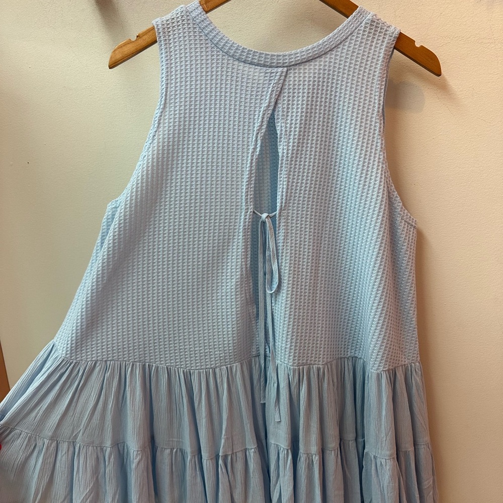NEW! DAVI & DANI Light Blue Ruffle Hem Waffle Knit Tunic - Picture 4 of 4